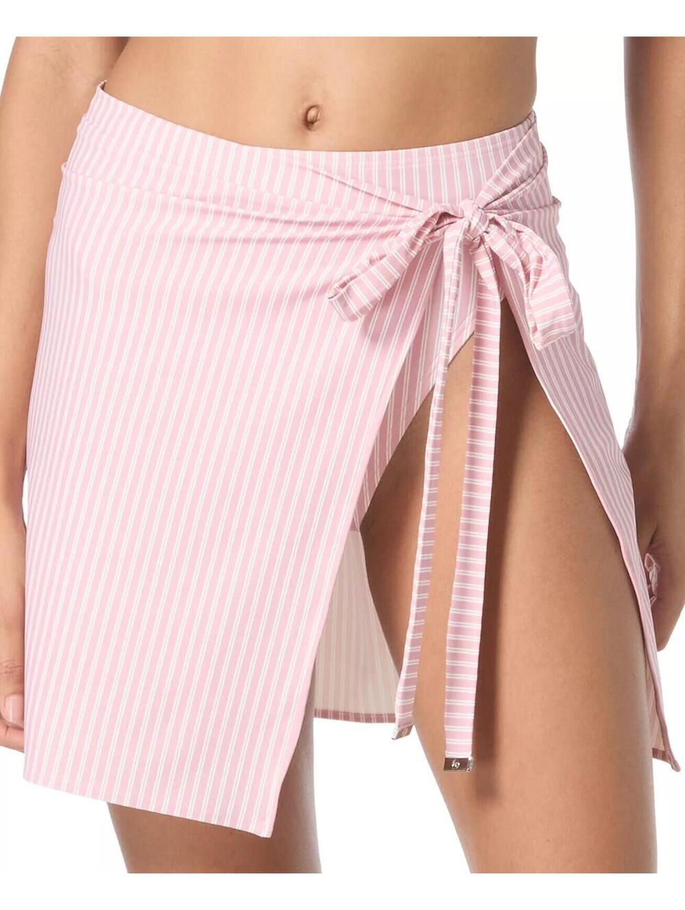 90$ Michael Kors Striped Side-Tie Pareo Cover-Up Skirts Women's Size XS/S Pink
